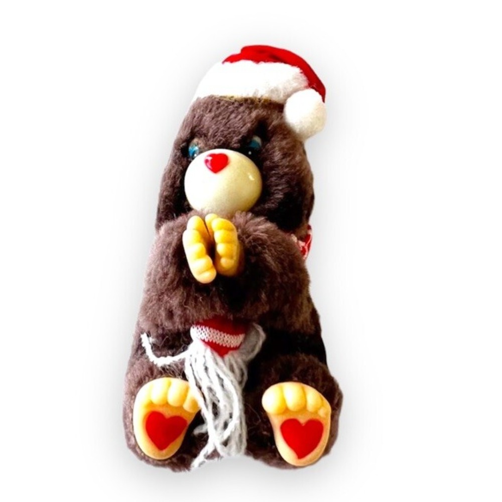Vintage Brown Bear Plush Clip On Hugger Pincher Christmas 1950s Korea Acme Vtg
